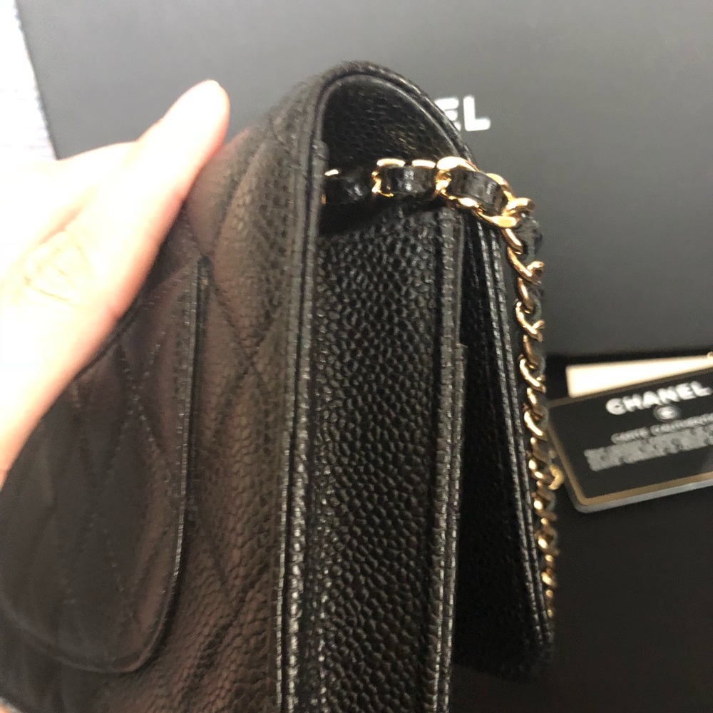 CHANEL Black Quieted Caviar Wallet On Chain Flap - Picture 5 of 8